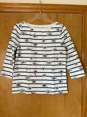 Talbots Floral & Striped 3/4 Sleeve Top